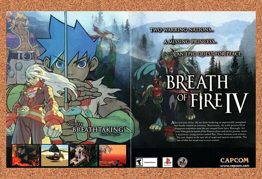 Breath of Fire IV 4 PS1 Original 2000 Ad Authentic Capcom Video Game Promo