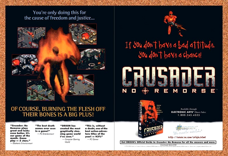1996 Crusader No Remorse PC Original Advertisement / Retro Promo v1
