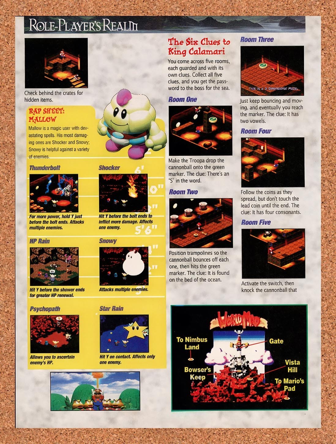 1997 Mario RPG Mallow Rap Sheet Original Advertisement / Retro Promo vr8