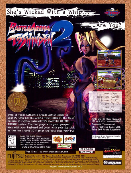 1998 Battle Arena Toshinden 2 PC Original Advertisement / Retro Promo v4