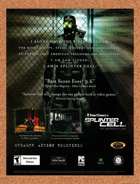 Splinter Cell PC Original 2003 Ad Authentic Tactical FPS Video Game Promo