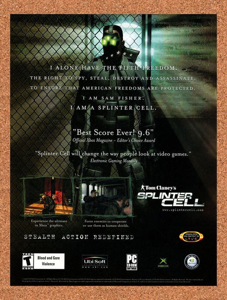 Splinter Cell PC Original 2003 Ad Authentic Tactical FPS Video Game Promo