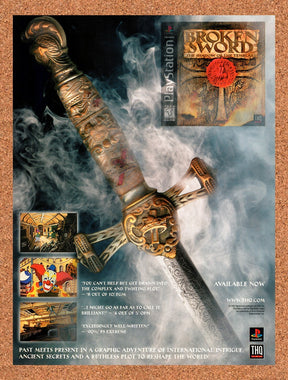 1998 Broken Sword The Shadow Of The Templars PS1 Original Ad / Retro Wall Art v1