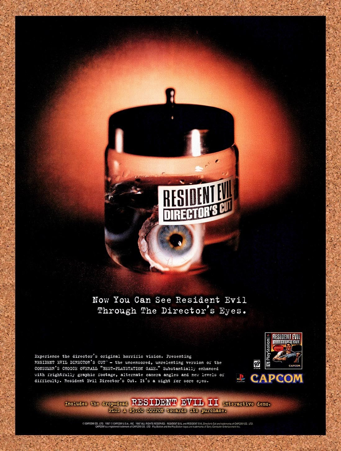 1997 Resident Evil Director's Cut PS1 Original Advertisement / Retro Promo v1