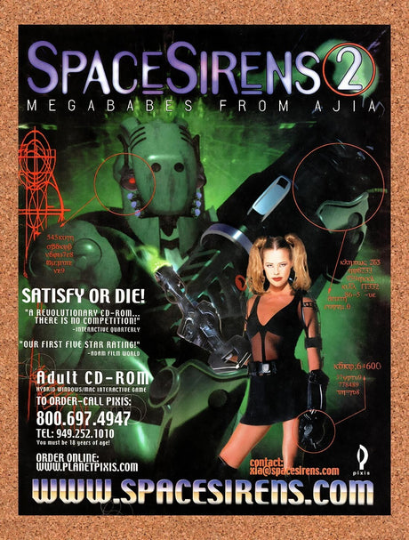 1999 Space Sirens 2 Megababes From Ajia PC Original Ad / Retro Wall Art v1