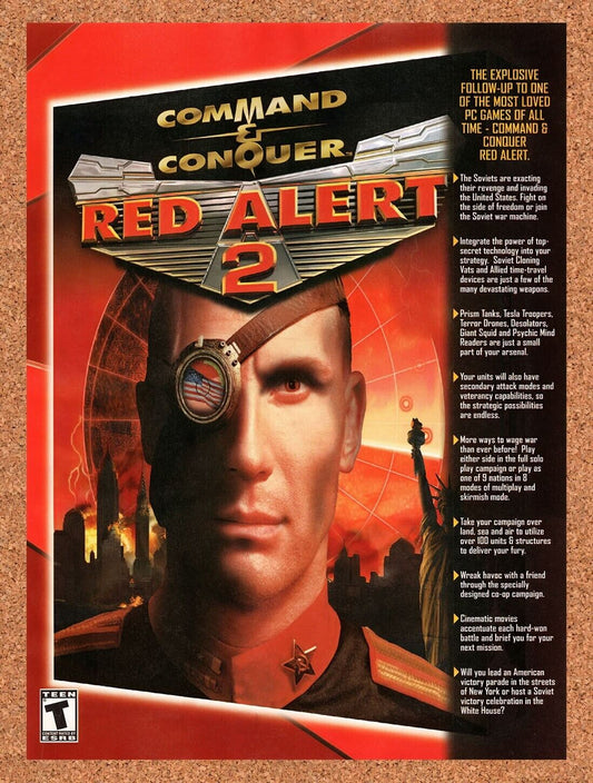 1999 Red Alert 2 PC Original Advertisement / Retro Wall Art v9