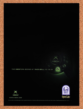 2001 Microsoft Xbox Taco Bell Original Advertisement / Retro Wall Art v6