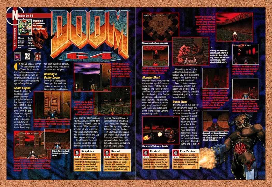 1997 Doom 64 N64 Original Advertisement / Retro Promo vr2