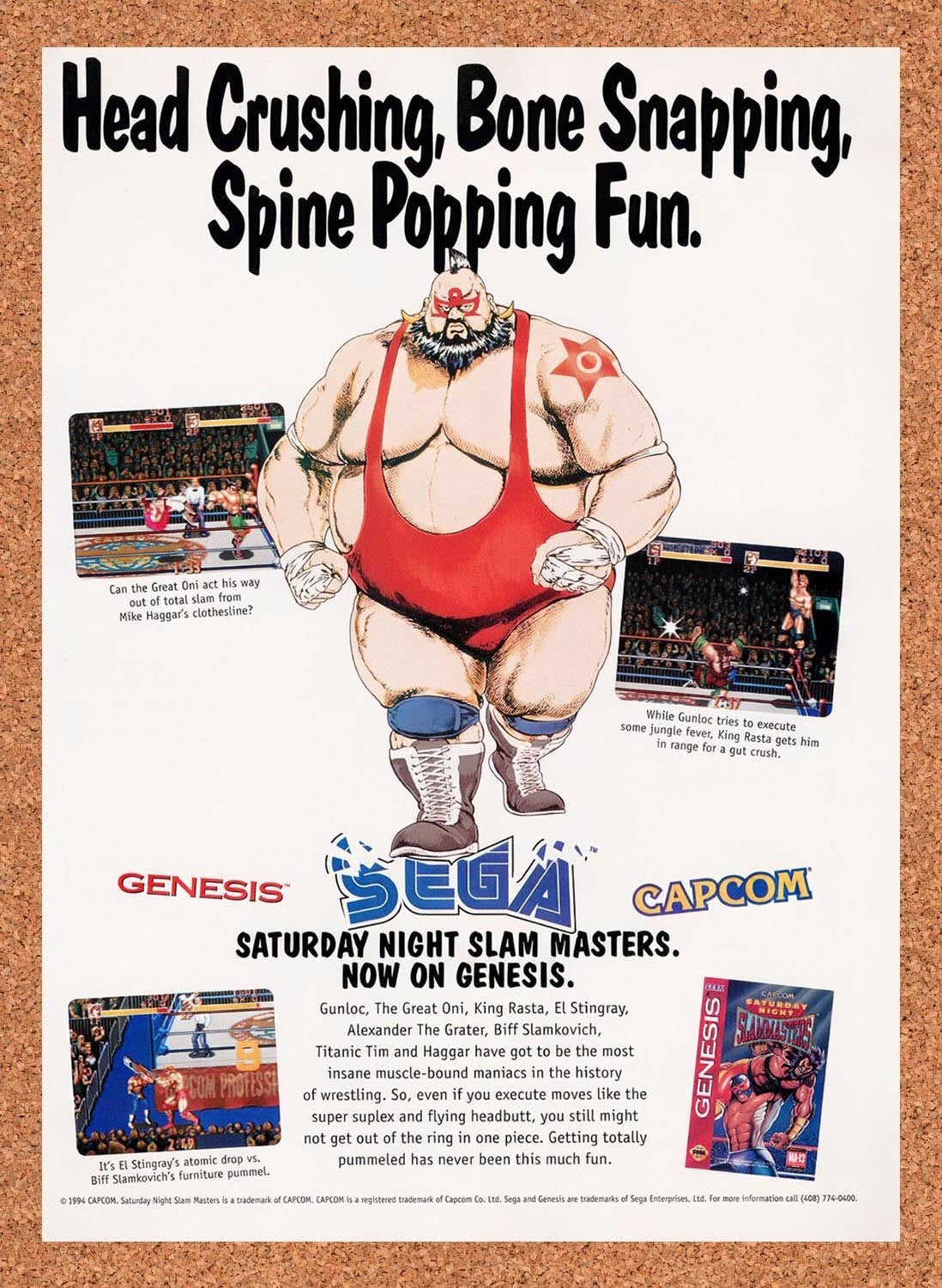 1994 Saturday Night Slam Masters Genesis Original Advertisement / Retro Promo v3