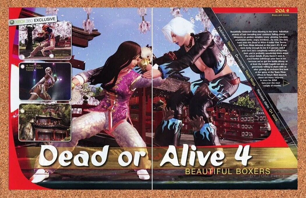 Dead Or Alive 4 Xbox 360 Original 2006 Ad Authentic Tecmo Video Game Promo