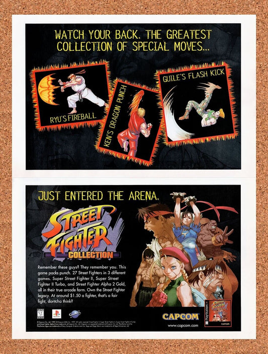 1996 Street Fighter Collection PS1 Original Advertisement / Retro Wall Art v1