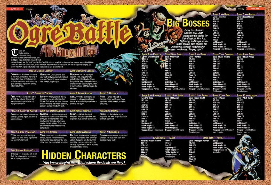 1995 Ogre Battle Hidden Characters Original Advertisement / Retro Wall Art v1