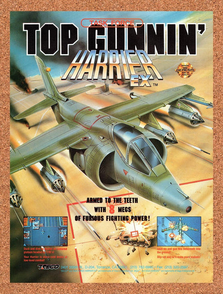 1991 Task Force Harrier Genesis Original Advertisement / Retro Promo v1