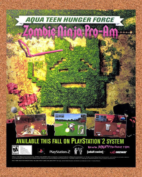 2007 Aqua Teen Hunger Force Zombie Ninja Pro-Am PS2 Original Ad / Retro Promo v1