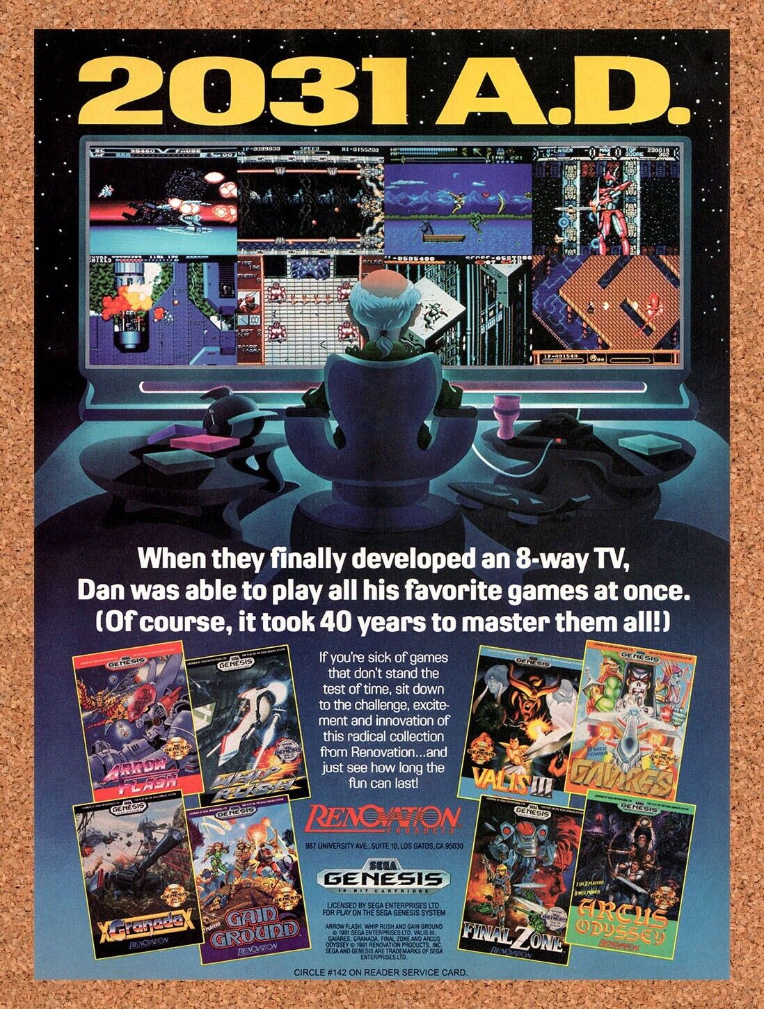1992 Renovation Genesis Games Original Advertisement / Retro Wall Art v3