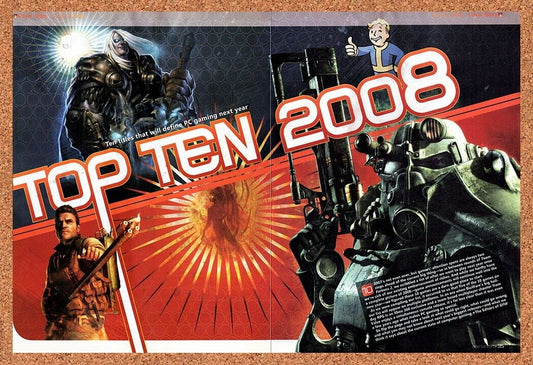 Fallout 3 PC Original 2007 Vintage Ad - Top 10 Anticipated Games Of 2008 Promo