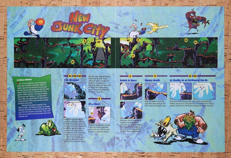 1995 Earthworm Jim New Junk City Map Original Ad / Retro Wall Art v21