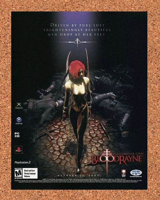 Bloodrayne PS2 Original 2001 Ad Authentic PlayStation Horror Video Game Promo v2