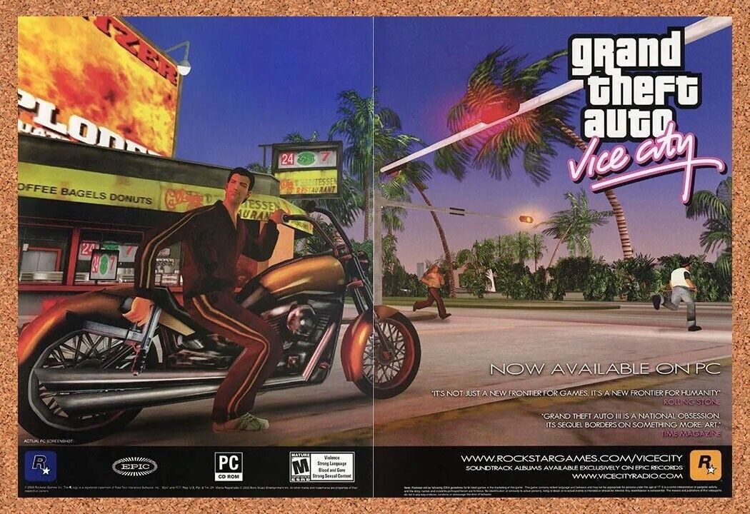 Grand Theft Auto Vice City PC Original 2004 Ad MC Authentic Video Game Promo v2