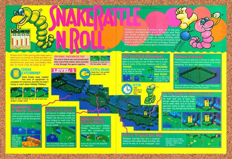 Snake Rattle N Roll NES Original 1992 Vintage Ad - Video Game Review Promo