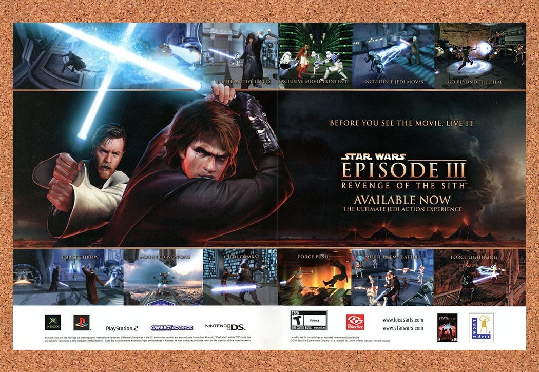 2005 Star Wars Episode III Revenge Of The Sith PS2 Original Ad / Retro Promo v1