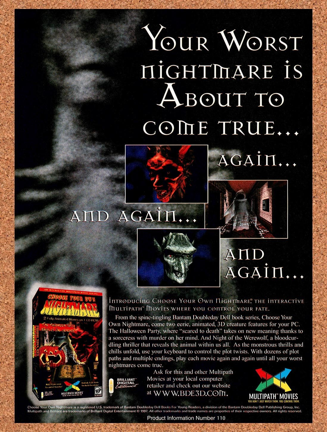 1997 Choose Your Own Nightmare PC Original Advertisement / Retro Promo v1