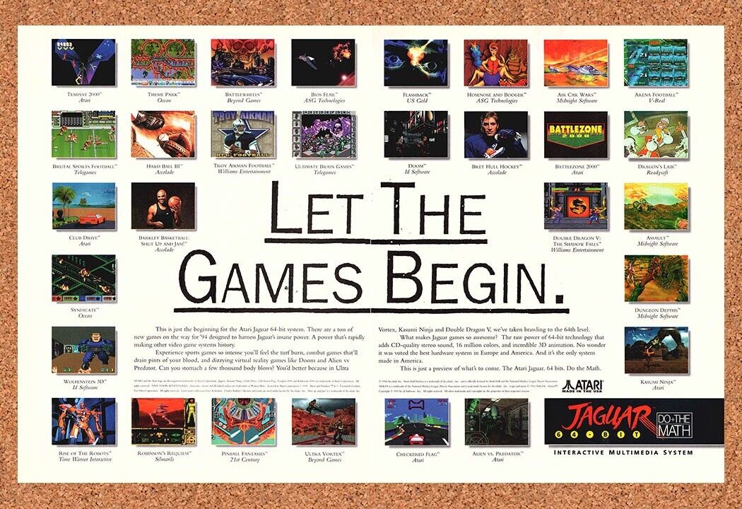 Atari Jaguar Original 1994 Print Ad Authentic Console Video Game Release Promo
