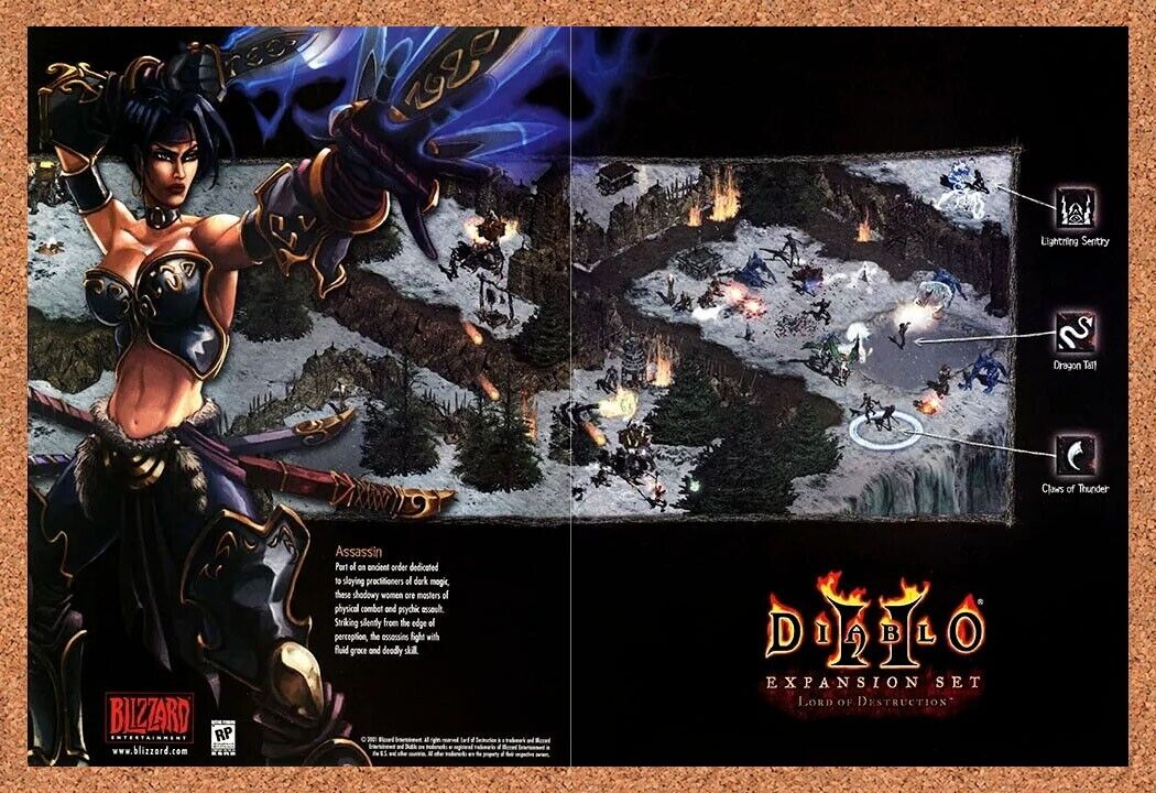 Diablo 2 PC Lords Of Destruction Original 2002 Ad Authentic Video Game Promo