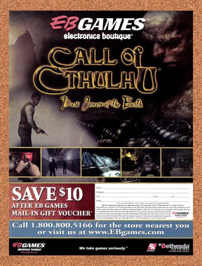 2005 Call Of Cthulhu Dark Corners Of The Earth EB Games Original Ad / Promo v3