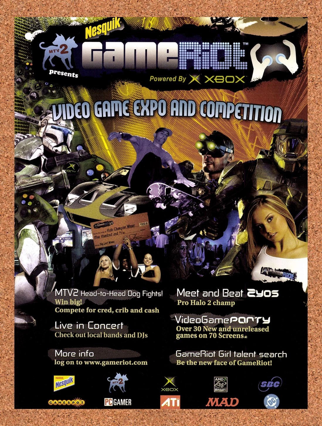 2005 MTV 2 GameRiot Expo Powered by Xbox Original Advertisement / Retro Promo v1