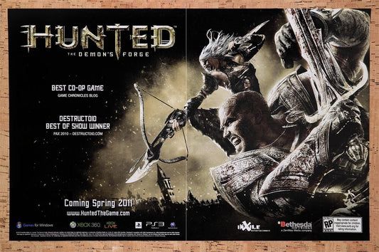 2009 Hunted The Demons Forge Xbox 360 Original Advertisement / Retro Wall Art v1
