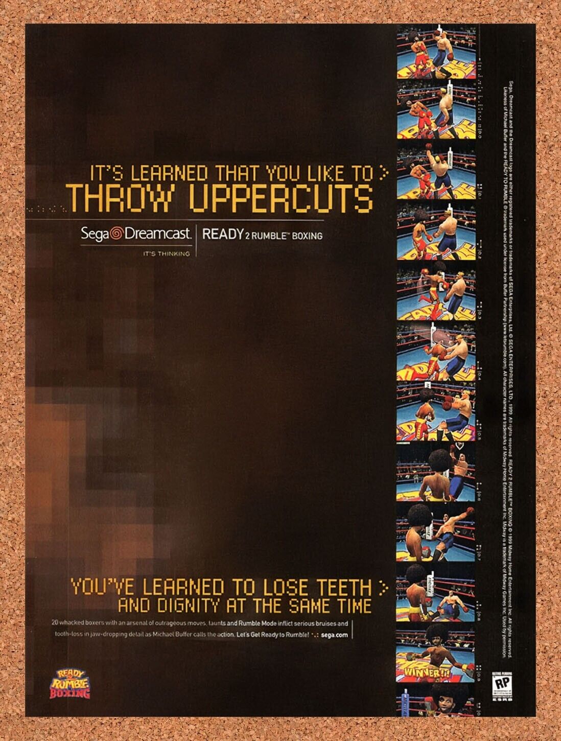 1999 Ready 2 Rumble Boxing Dreamcast Original Advertisement / Retro Wall Art v1