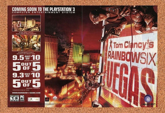 Rainbow Six Vegas PS3 Original 2006 Ad Authentic UbiSoft Video Game Promo