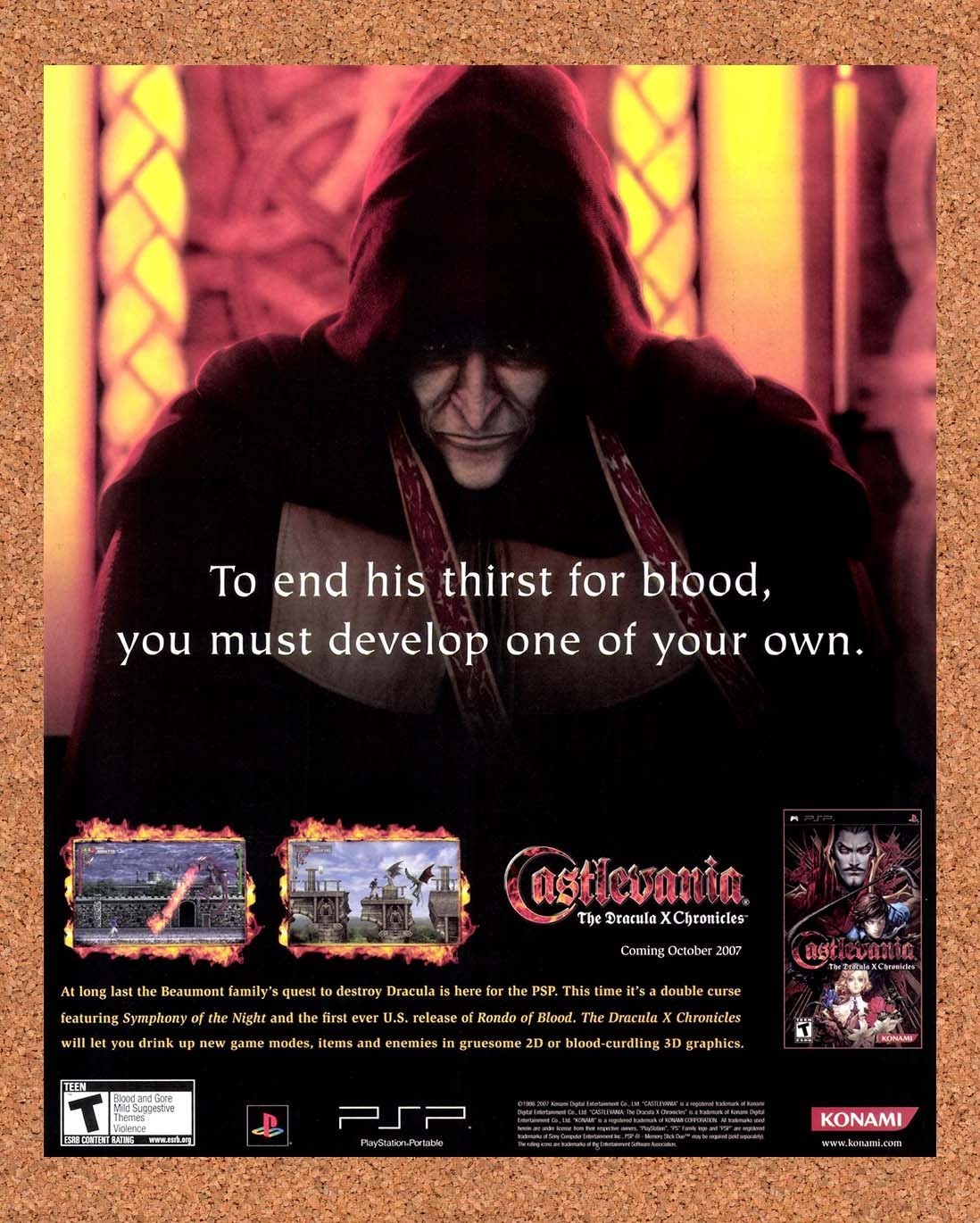 2007 Castlevania Dracula X Chronicles PSP Original Advert / Retro Promo v1