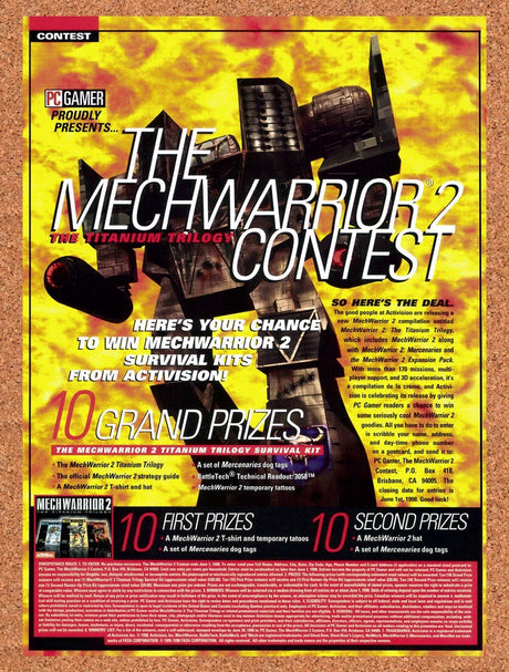 1998 MechWarrior 2 Titanium Trilogy Contest Original Advertisement / Promo v1