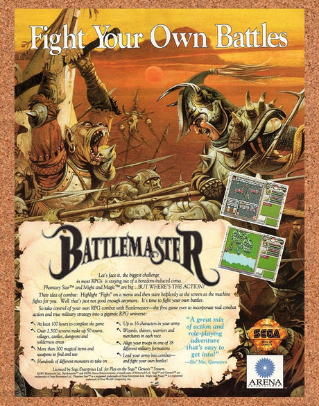 1991 Battle Master Genesis Original Advertisement / Retro Wall Art v1