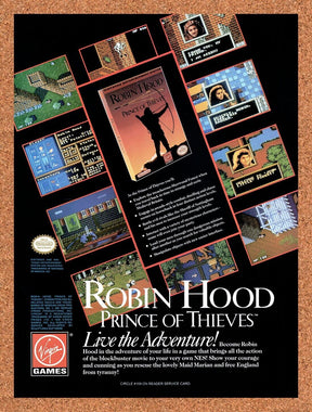 1991 Robin Hood Prince Of Thieves NES Original Advertisement / Retro Wall Art v2