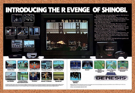 1989 The Revenge Of Shinobi Genesis Original Advertisement / Retro Wall Art v2