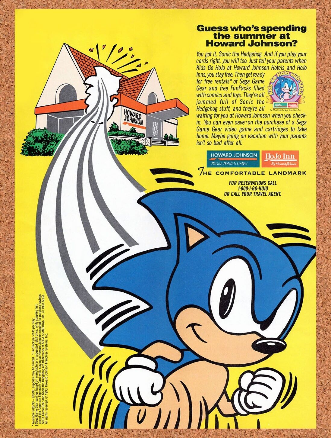 1992 Sonic Howard Johnson Original Advertisement / Retro Wall Art v11