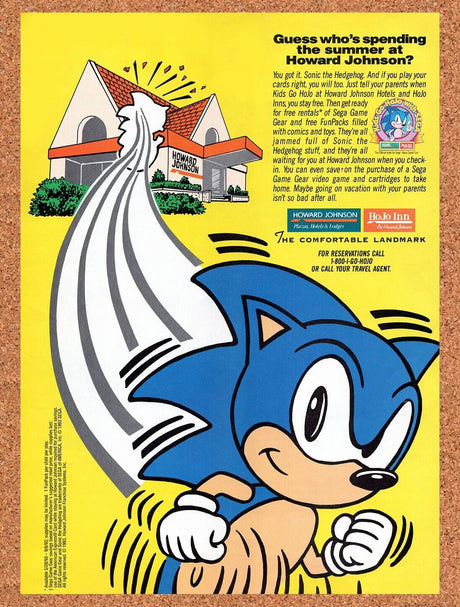 1993 Sonic Howard Johnson Original Advertisement / Retro Wall Art v11
