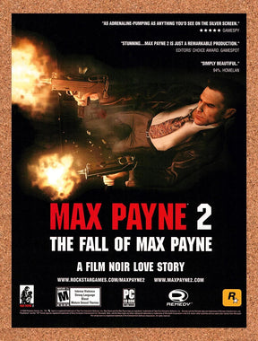 2004 Max Payne 2 PS2 Original Advertisement / Retro Promo v3