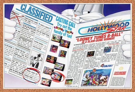 1995 Looney Tunes B-Ball 2 SNES Original Advertisement / Retro Wall Art v2