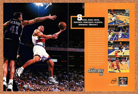 1998 NBA Shootout 99 PS1 Original Advertisement / Retro Promo v1