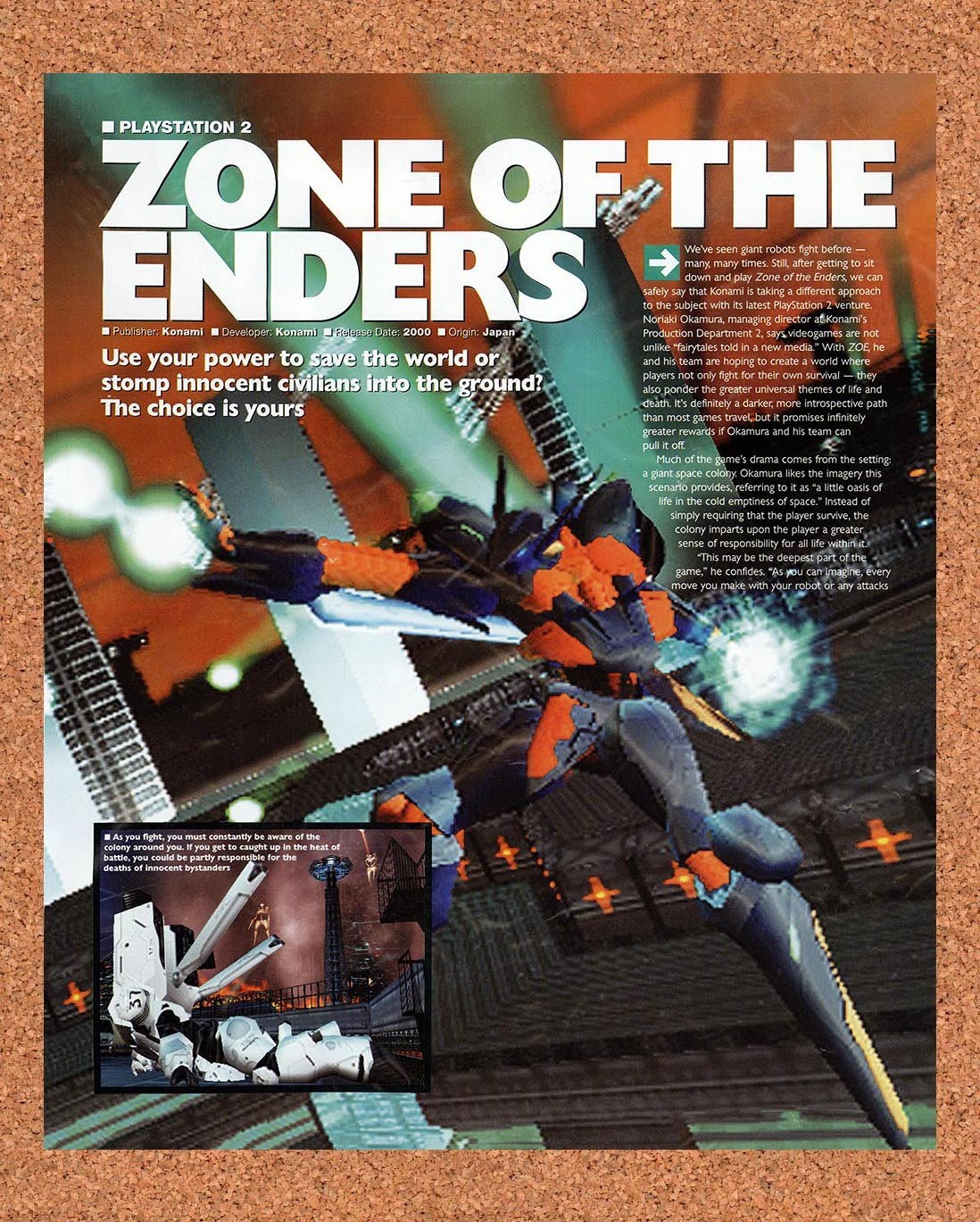 2000 Zone Of The Enders PS2 Original Advertisement / Retro Promo v2