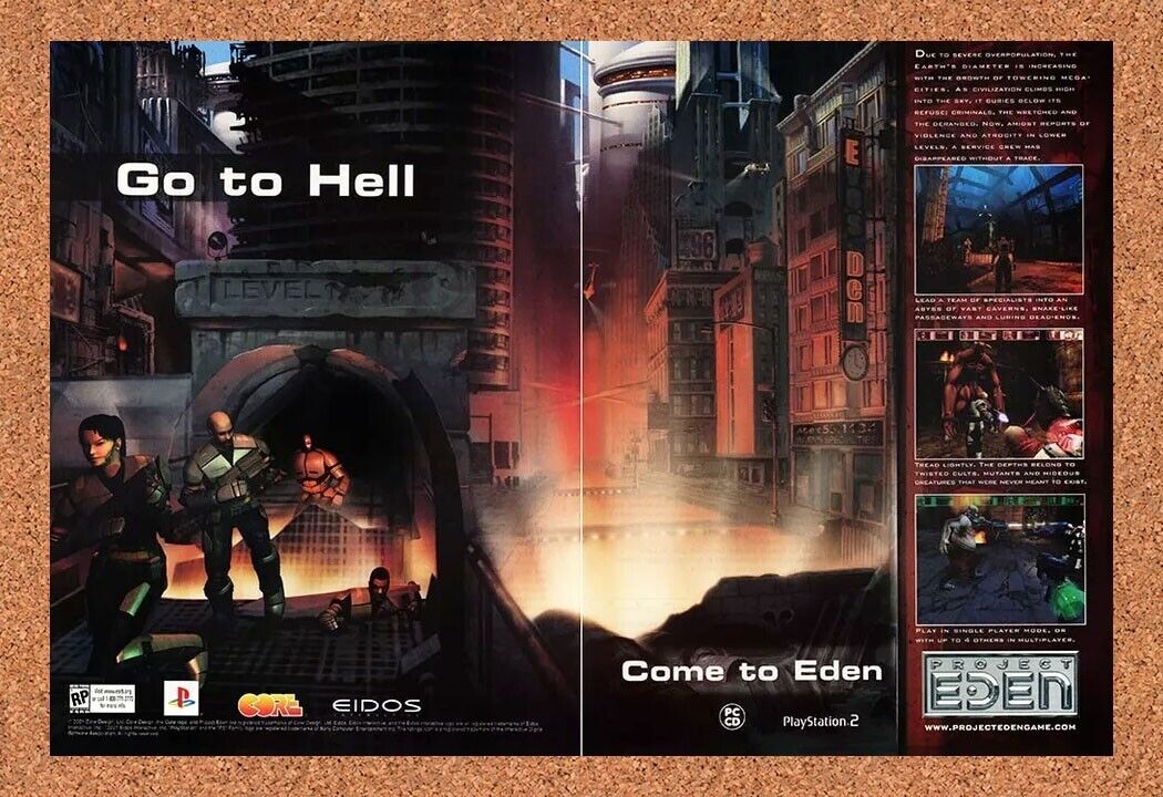 Project Eden PS1 Original 2003 Ad Authentic Eidos PlayStation Video Game Promo