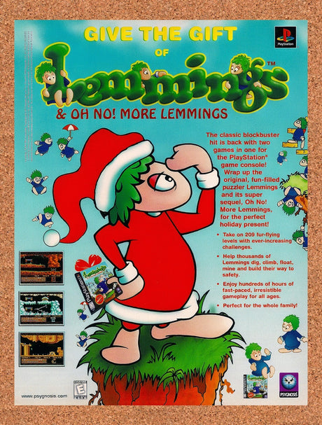 1998 Lemmings Christmas Original Advertisement / Retro Wall Art v5