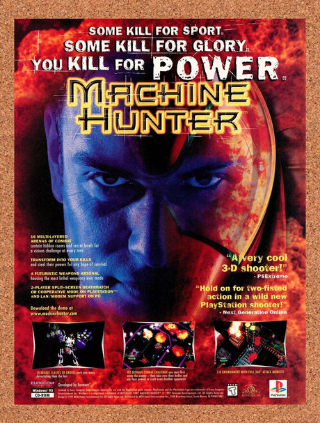 1997 Machine Hunter PS1 Original Advertisement / Retro Promo v2