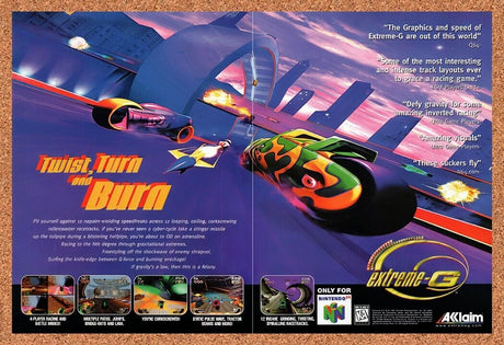 1998 Extreme-G N64 Original Advertisement / Retro Wall Art v1