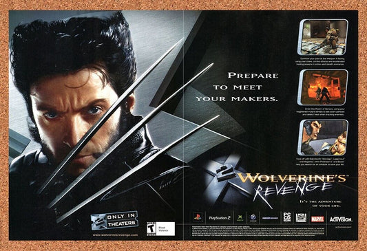 Wolverines Revenge PS2 Original 2002 Vintage Ad - X2 Video Game Art Promo