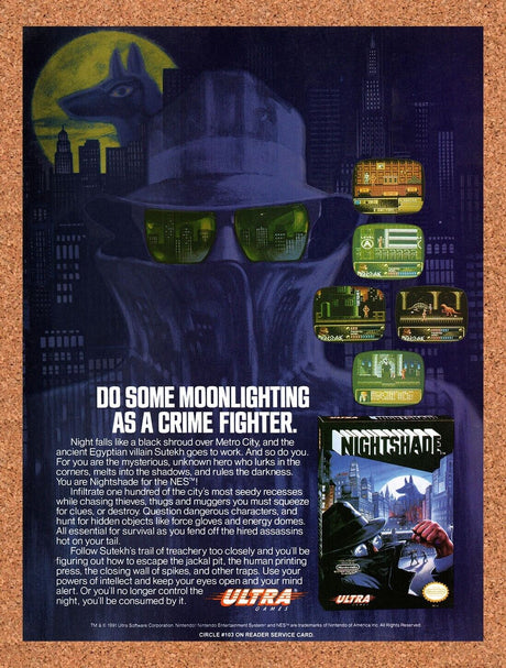 1992 Nightshade NES Original Advertisement / Retro Wall Art v3